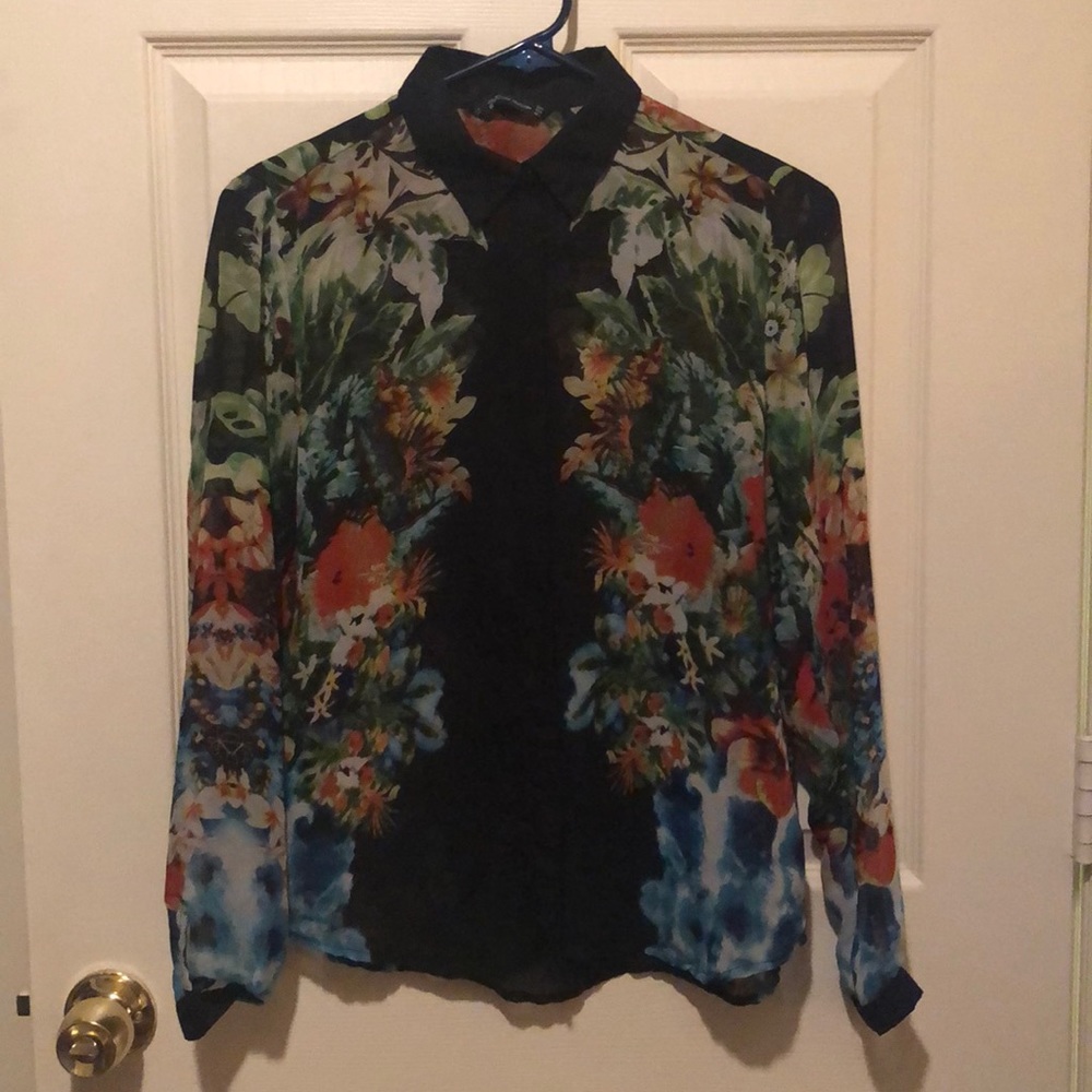 Zara Trafaluc Collection Sheer long sleeve top